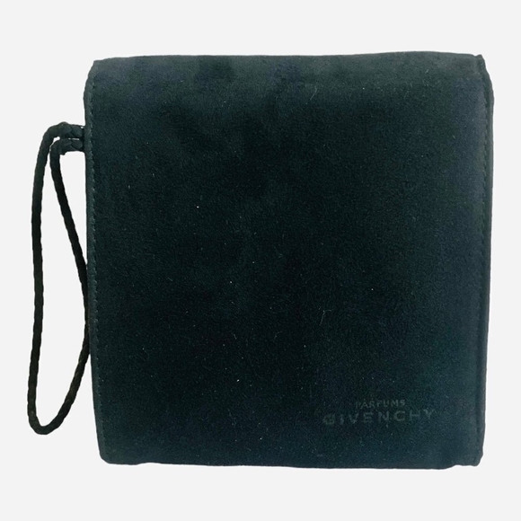 Women Wristlet GIVENCHY Black Magenta Pink Velvet Wallet Logo Embroidered Clutch - Picture 3 of 4